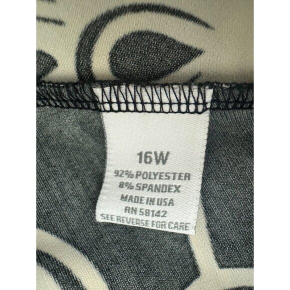 London Times Black Ivory Floral Print Ruched Waist Midi Dress Size 16W 1X Plus - Picture 4 of 6